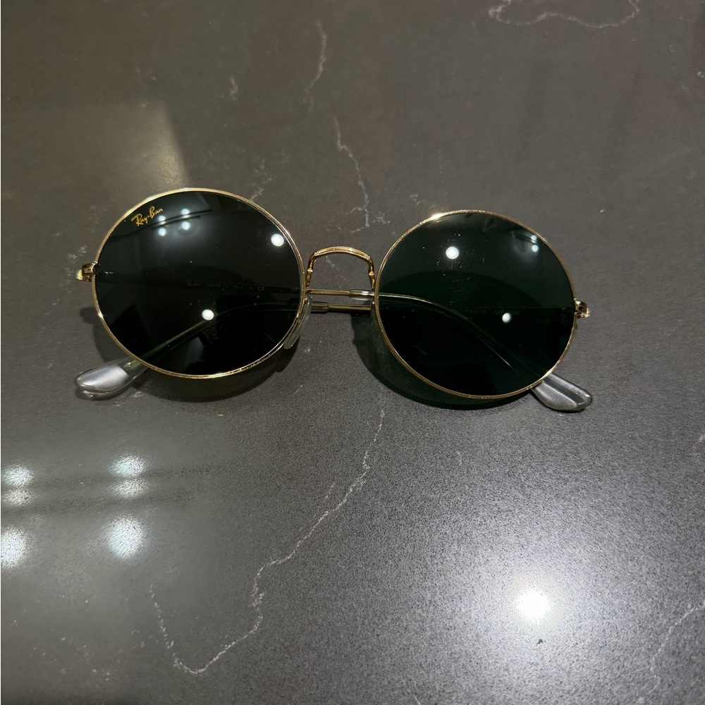 Ray-Ban 1970 Oval Sunglasses in Gold with Dark Green Lenses